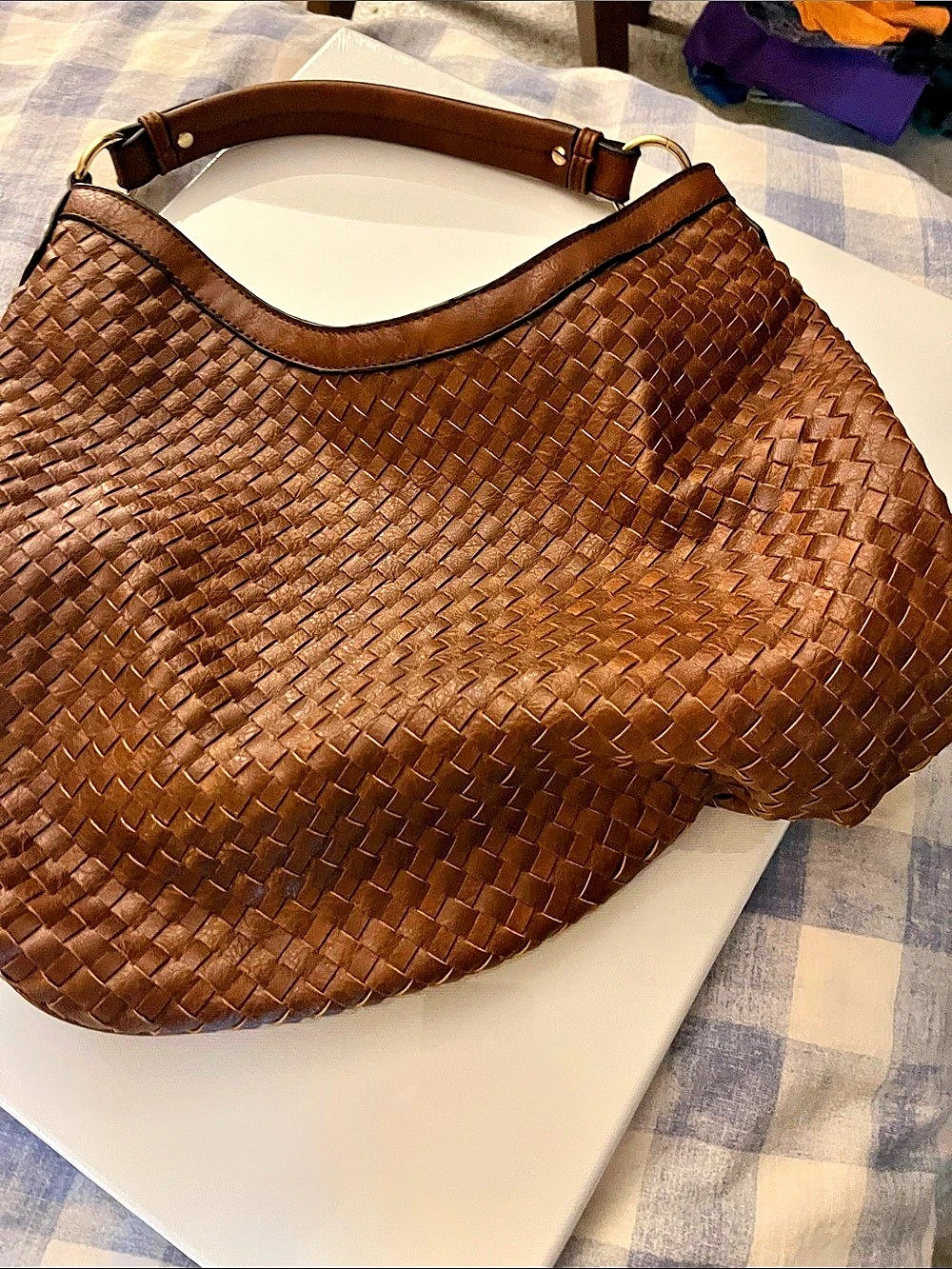 Woven Hobo Bag in Brown Like New